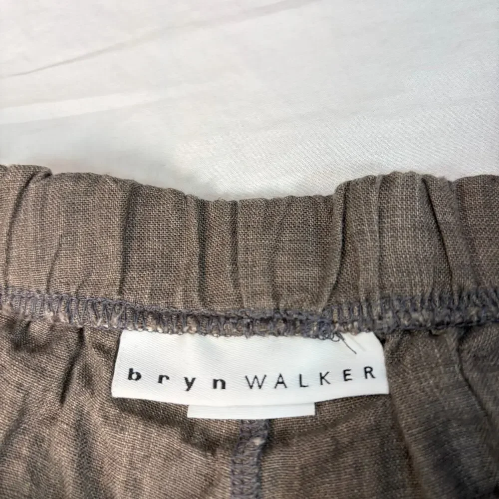 bryn walker womens linen Casbah brown wide leg ankle pants. Size XS. coastal - Picture 3 of 6